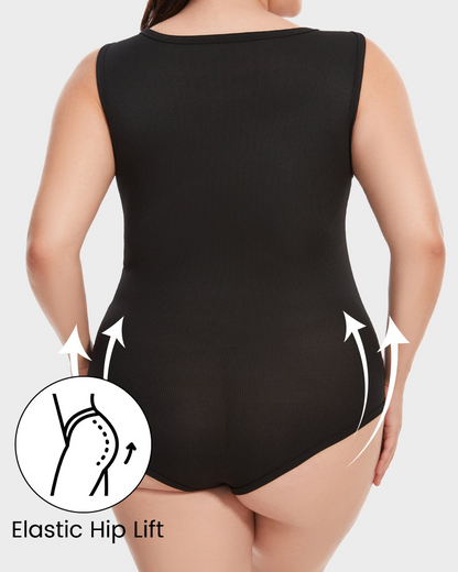 Sleeveless knit ribbed tummy tuck undershirt bodysuit