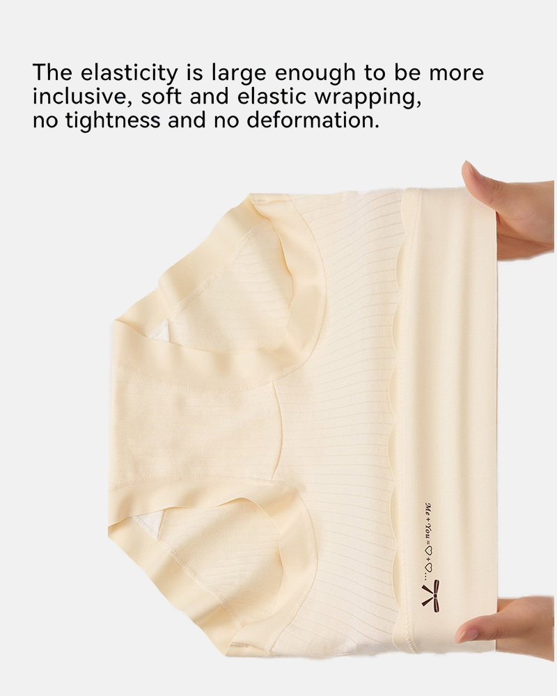Plus-size pure cotton high-waisted briefs with extended crotch