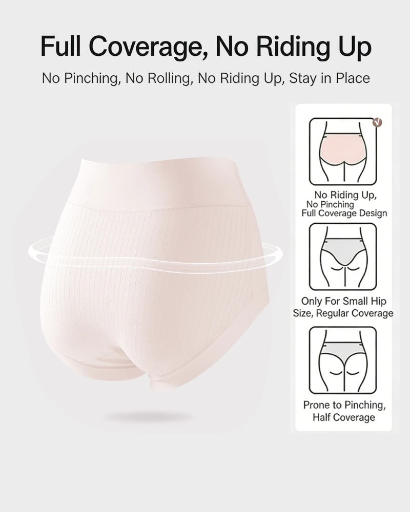 Plus-size pure cotton high-waisted briefs with extended crotch