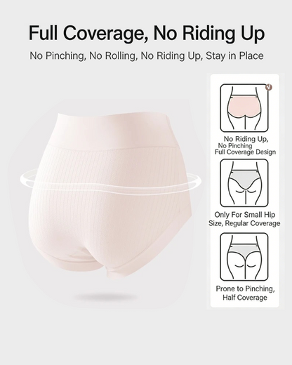 Plus-size pure cotton high-waisted briefs with extended crotch