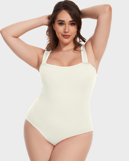 Sleeveless knit ribbed tummy tuck undershirt bodysuit