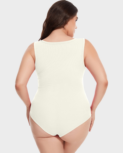 Sleeveless knit ribbed tummy tuck undershirt bodysuit