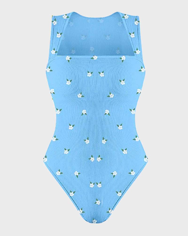 Sleeveless knit ribbed tummy tuck undershirt bodysuit