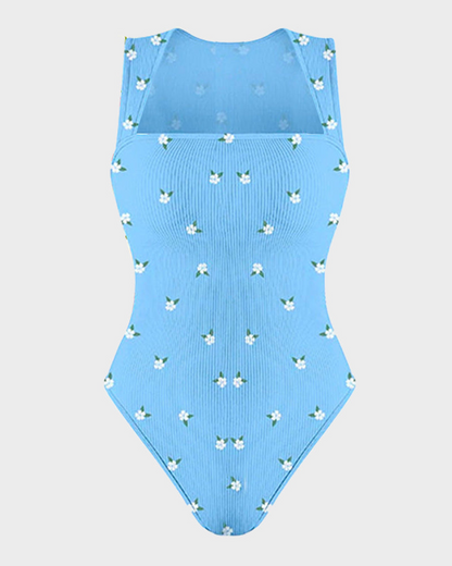 Sleeveless knit ribbed tummy tuck undershirt bodysuit