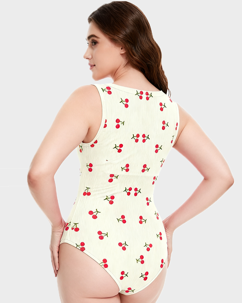 Sleeveless knit ribbed tummy tuck undershirt bodysuit