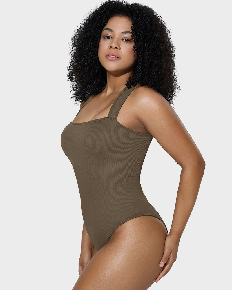Sleeveless knit ribbed tummy tuck undershirt bodysuit