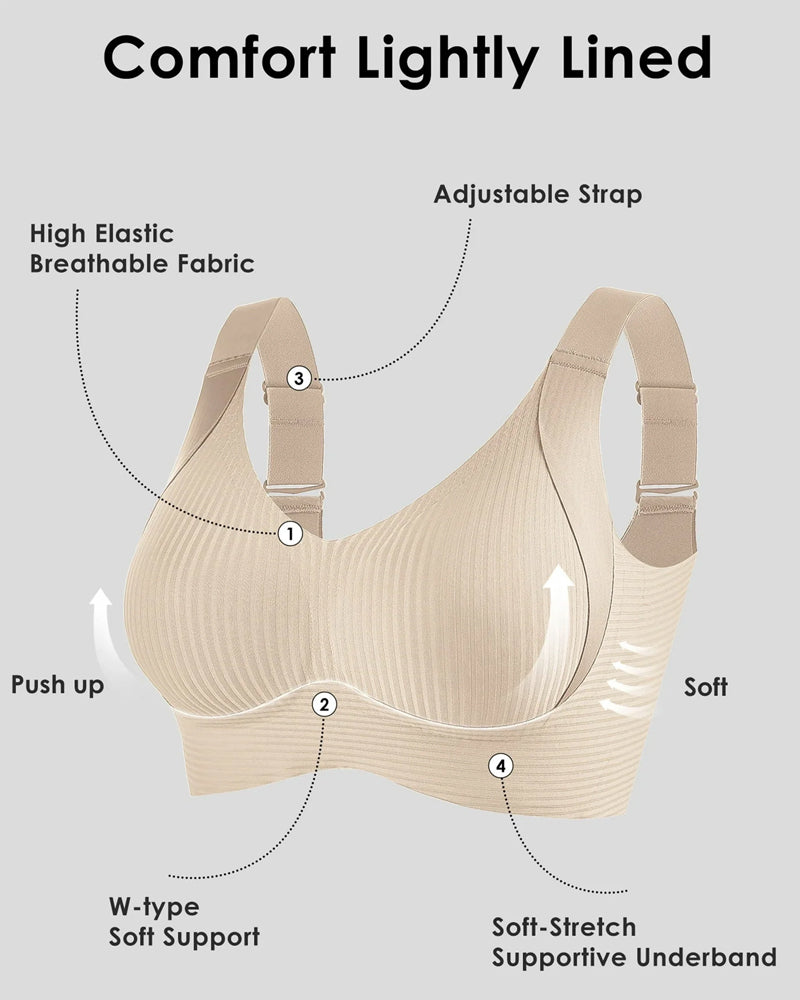 Women's Adjustable Non-Steel Ring Thin Lined Comfort Bra