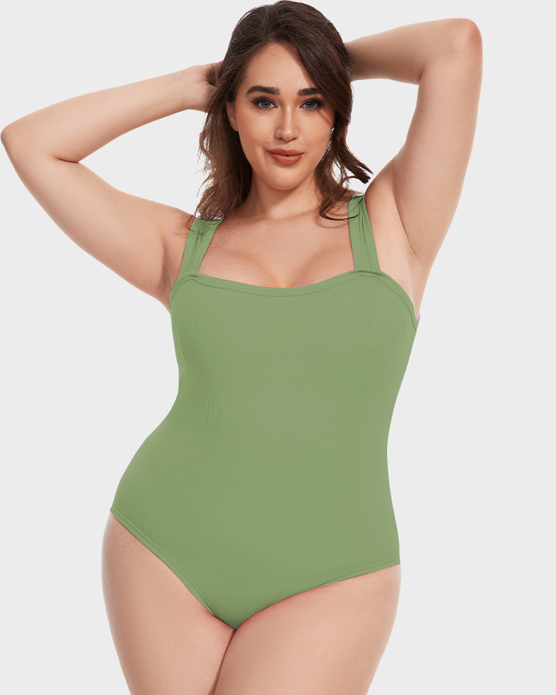 Sleeveless knit ribbed tummy tuck undershirt bodysuit
