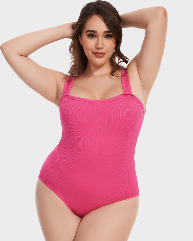 Sleeveless knit ribbed tummy tuck undershirt bodysuit