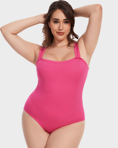 Sleeveless knit ribbed tummy tuck undershirt bodysuit