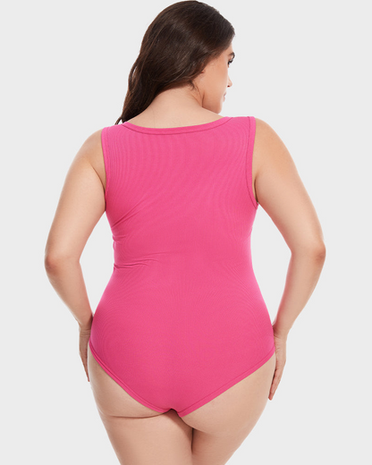 Sleeveless knit ribbed tummy tuck undershirt bodysuit