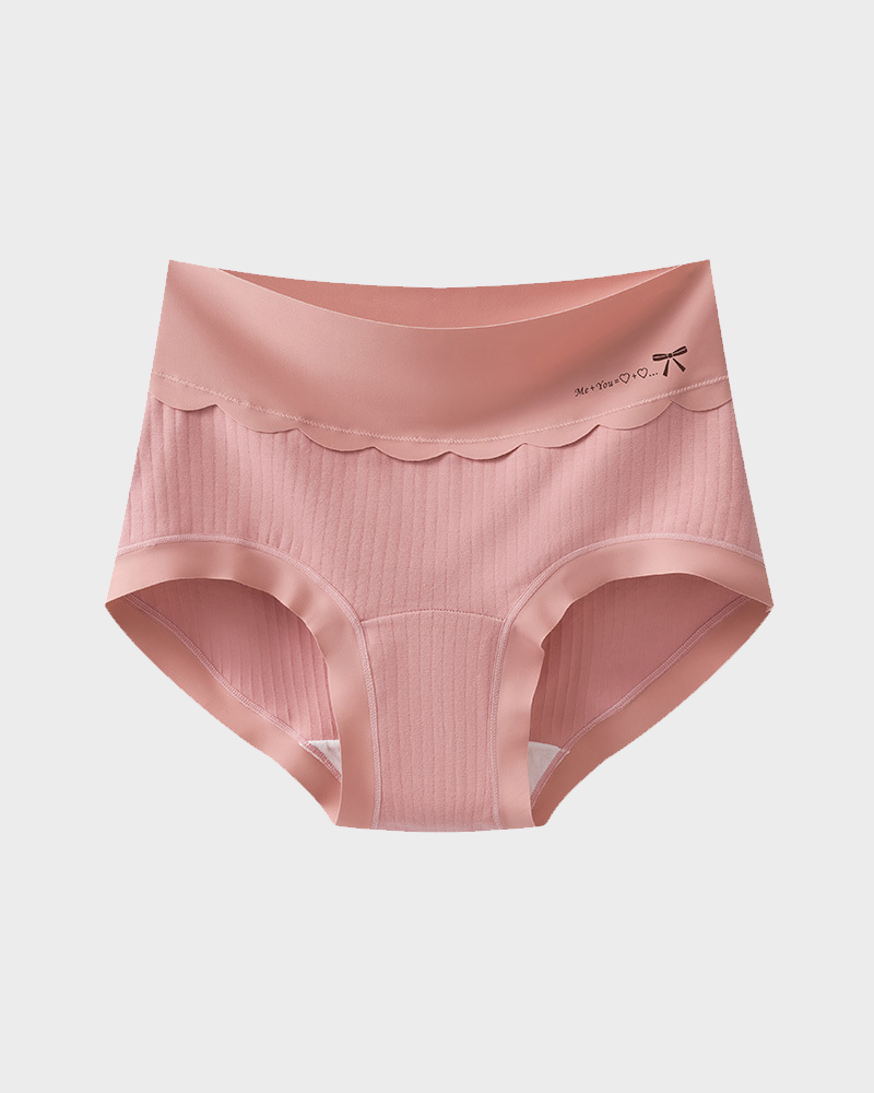 Plus-size pure cotton high-waisted briefs with extended crotch