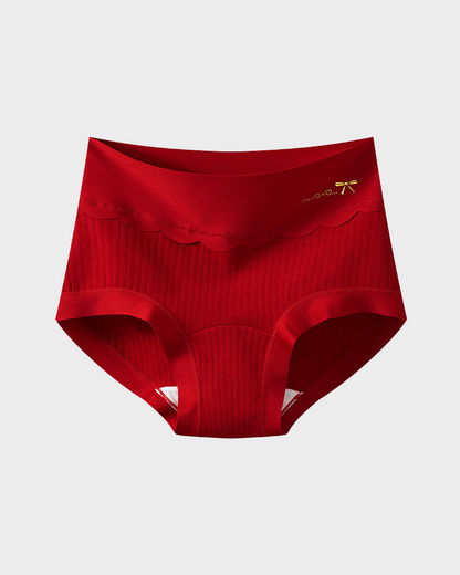 Plus-size pure cotton high-waisted briefs with extended crotch