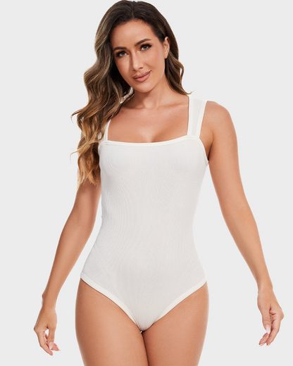 Sleeveless knit ribbed tummy tuck undershirt bodysuit
